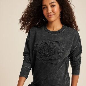 Maurices Charcoal Sweatshirt with Floral Detail